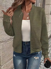 Solid Color Casual Zip-Up Cardigan Jacket