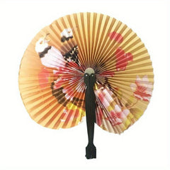 20pcs Foldable Paper Fan Retro Windmill Small Round Paper Style Gift Printed Fan Fan Color Hand Party Random Chinese Decoration
