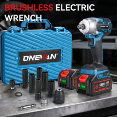 Brushless Electric Wrench, 1/2 Inch Impact Wrench Set,, with LED Work Light, 2 Forward Speeds, 2 Reverse Speeds, for Home DIY/Electric Tools Home DIY/Electric Tools, Furniture Installation Scaffolding Electric Tools, ONEVAN