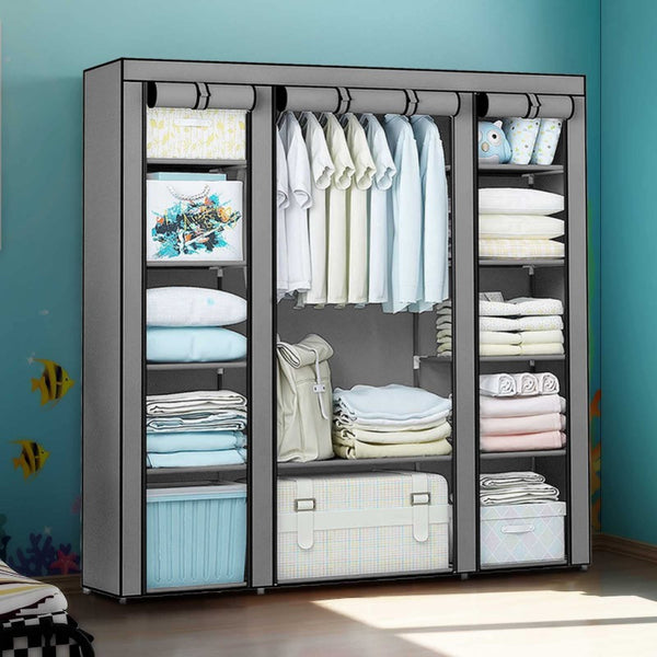 Portable Wardrobe 128x45x173cm Fabric Wardrobes for Bedroom Large Foldable Closet Storage Oranisers Portable Wardrobes for Bedroom