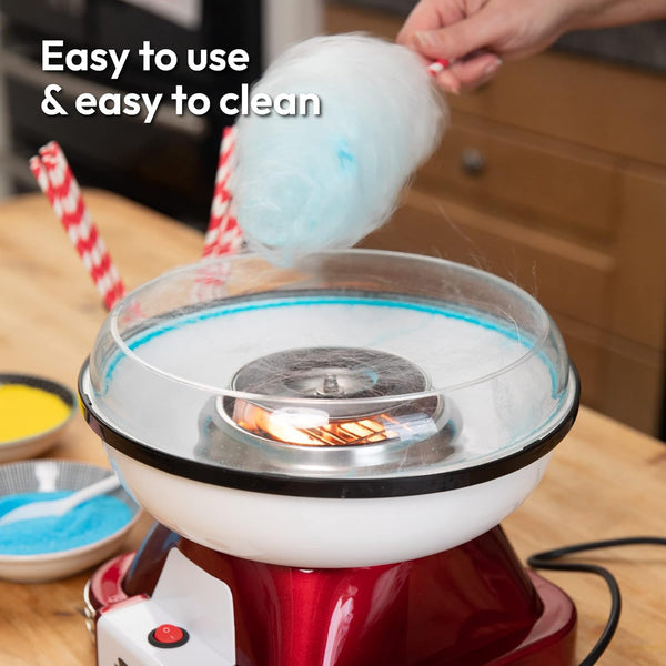 Gadgy Candy Floss Machine for Kids & Adults, Retro Cotton Maker, Suitable for Sugar or Candies, Including 10 Candyfloss Sticks, 500W, Red & White