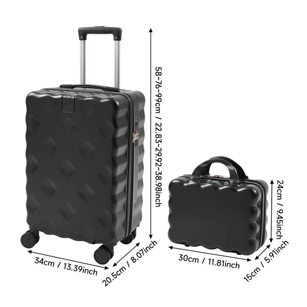 Luggage Set, 2 Piece Case Luggage, 20 Inch Suitcase Sets ABS+ PC Luggage, Travel Suitcase with Cup Holder, Hook, and Small Portable Hand Cabin Case