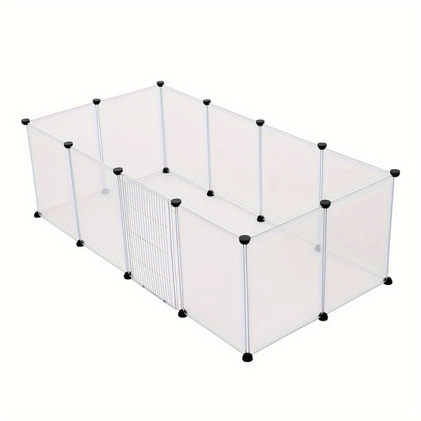 DIY 12 Panels Pet Fence Puppy Pen Crate Cage with Door Dog Rabbit Playpen Metal Enclosure