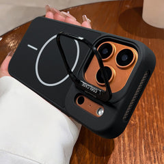 Phone Case - New Orange Premium Magnetic Wireless Charging Phone Case with Metal Stand for Iphone 17 16 15 Pro Max Air 16 Plus Shockproof Armor with Breathable Heat Dissipation And Lens Protection