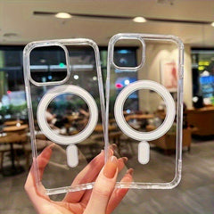 High-Definition Clear Magnetic Phone Cover Featuring a Non-Intrusive Screen Protector, Sturdy Back, And Flexible Edges. Designed to Prevent Falls, Compatible with Iphone 11 Through 17 Series, And Supports Mag-Safe!