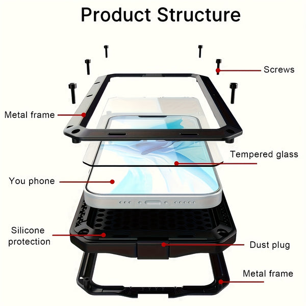 Durable Shockproof Phone Case for iPhone 17 Air 16 15 Pro Max Plus with 360 Degree Dustproof Protective Cover and Built In Glass Screen Protector Mobile Phone Case