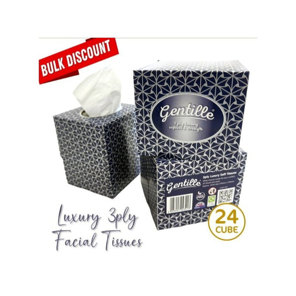 Gentille Facial Tissues Boxes 24 Pk Luxury Soft Strong Regular or Cube Box
