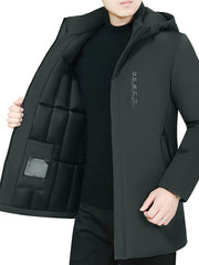Hat-less Mid-Length Faux Winter Padded Checkered Lining Coat with Double Inner Pockets and Ribbed Cuffs