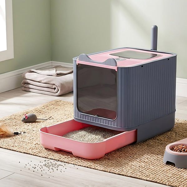 Cat Litter Box, Plastic Pet Toilet, Removable Litter Box, Large Cat Litter Box Hooded Litter Tray Drawer, UV Sterilization and Deodorization, Provide Your Cat with A Comfortable Place
