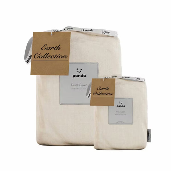 Panda Bamboo & French Linen Natural Duvet Cover Set in 3 Sizes