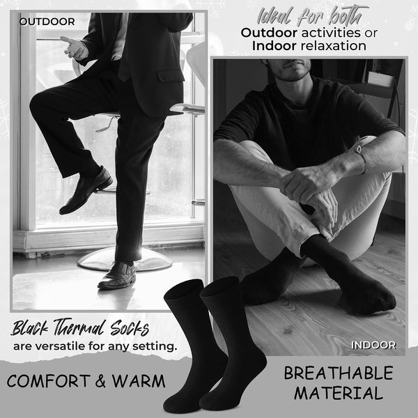 6 Pairs of Men's Thermal Ultra Warm Cotton Rich Thermal Socks - UK Size 6-11 - Perfect for all Season Wear, Have a Mid Tube Design for Ultimate Comfort