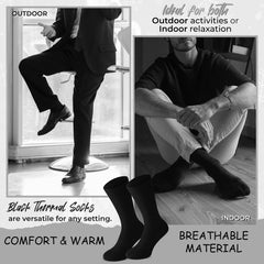 6 Pairs of Men's Thermal Ultra Warm Cotton Rich Thermal Socks - UK Size 6-11 - Perfect for all Season Wear, Have a Mid Tube Design for Ultimate Comfort
