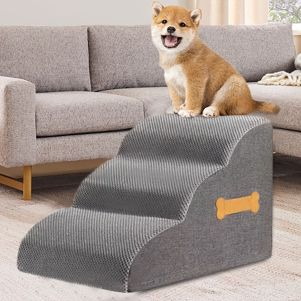 2-Step or 3-Step Dog Stairs with Removable Cover - Portable Pet Ladder Ramp Suitable for Small/Medium/Large Dogs & Puppies, Non-Slip Steps, Machine Washable, Bed/Sofa Ladder for or Pets