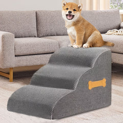 2-Step or 3-Step Dog Stairs with Removable Cover - Portable Pet Ladder Ramp Suitable for Small/Medium/Large Dogs & Puppies, Non-Slip Steps, Machine Washable, Bed/Sofa Ladder for or Pets