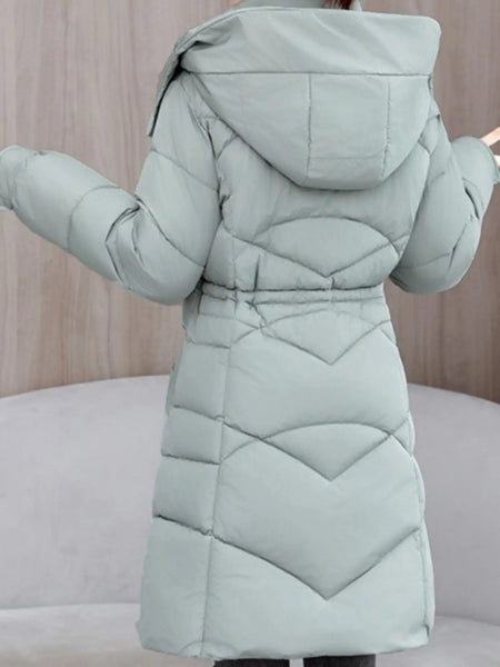 Women's Winter Coat - Thickened Warm Mid-Length Jacket with Front Zipper Closure, Waist-Hugging Fit, Side Pockets - Elegant Cold Weather Outerwear for Everyday & Formal Events - Ladies Winter Coats, Durable Warmth