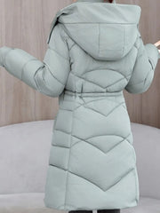 Women's Winter Coat - Thickened Warm Mid-Length Jacket with Front Zipper Closure, Waist-Hugging Fit, Side Pockets - Elegant Cold Weather Outerwear for Everyday & Formal Events - Ladies Winter Coats, Durable Warmth