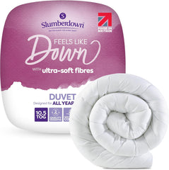 Slumberdown Feels like down King Size Duvet 13.5 Tog - Ultra Soft Extra Warm & Snuggly King Quilt for Cold Winter Nights | UK Made, Non-Allergenic & Washable (225 X 220Cm)