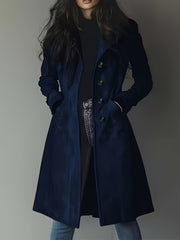 Elegant Women'S Vintage Coat - Classic Lapel Design, Button-Front Closure, H-Fit Cut Machine Washable Single-Breasted Style, Business Commute Wear, Timeless Classic Women'S Outerwear Warm Coat Jacket &