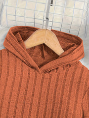 A Set of Women's Ribbed Letter Applique Hoodie and Flared Pants
