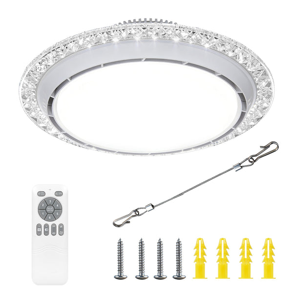 LED Ceiling Fan Light, LED Ceiling Light with Fan, Bladeless Ceiling Fan Light, 3 Switchable Colour Temperatures (3000K/4500K/6500K), Adjustable Brightness, Suitable for Kitchen, Living Room And Bedroom Lighting, Comes with A Remote Control