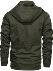 A Durable And Warm Medium to Long Men'S Winter Jacket, Suitable for Casual Work, Featuring Multiple Pockets, a Zipper, And a Hood for Outdoor Wind