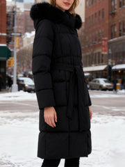 Long Belted Puffer Coat Winter Wonderland Outfit Women Casual Jacket, Versatile Winter Outerwear With Chic Design, Perfect For Everyday Fashion And Cold Weather Comfort
