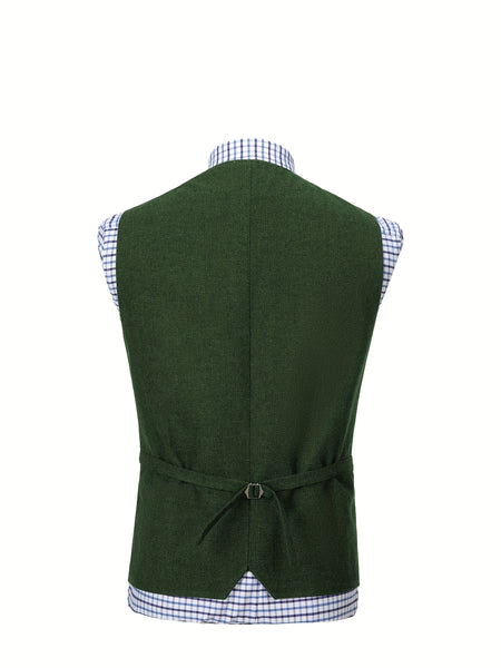 Men'S Vest Wool Blend Herringbone Vintage Men'S Fashion Vest, Groom Best Man Formal Wedding Party Casual Vest