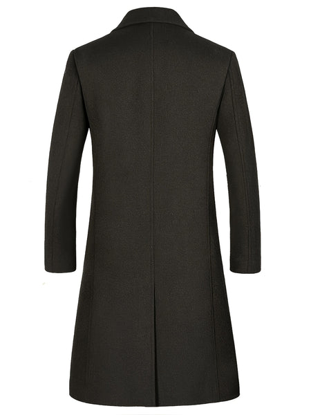 New Autumn/Winter Tweed Overcoat for Men, Long Length, Painted Finish, Warm and Thickened Tweed Outerwear, Men's Casual Wool Blend Jacket Trench Coat