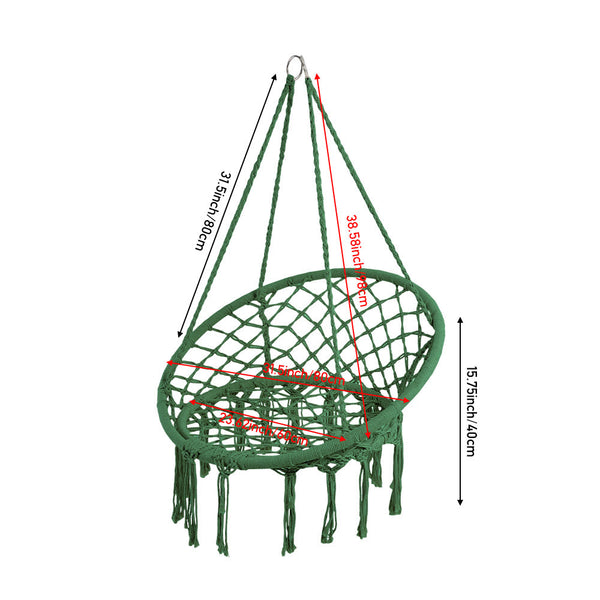 Courtyard Woven Hanging Basket, Hanging Cotton Rope Iron Ring Hanging Chair, Balcony Rocking Chair, Suitable for Indoor, Outdoor, Home, Balcony, Courtyard, Garden, Maximum Load Capacity: 200kg, Material: Iron Ring, Cotton Rope (No Include Cushion)