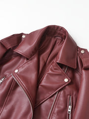 2025 Short Faux Leather Jacket Spring And Autumn American Retro Temperament Motorcycle Jacket Top Coat Women'S Clothing