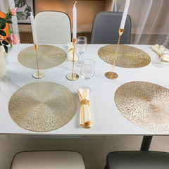 6pcs Round PVC Hollow-Out Placemats | Gold/Silver/Rose Gold | 15