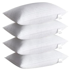 ACL Pillows 2 & 4 Pack with Stripe Cover Hotel Quality Side Sleeper Bounce Back Bed Pillows Premium Filled