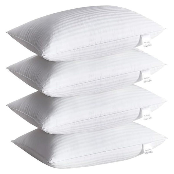 ACL Pillows 2 & 4 Pack with Stripe Cover Hotel Quality Side Sleeper Bounce Back Bed Pillows Premium Filled