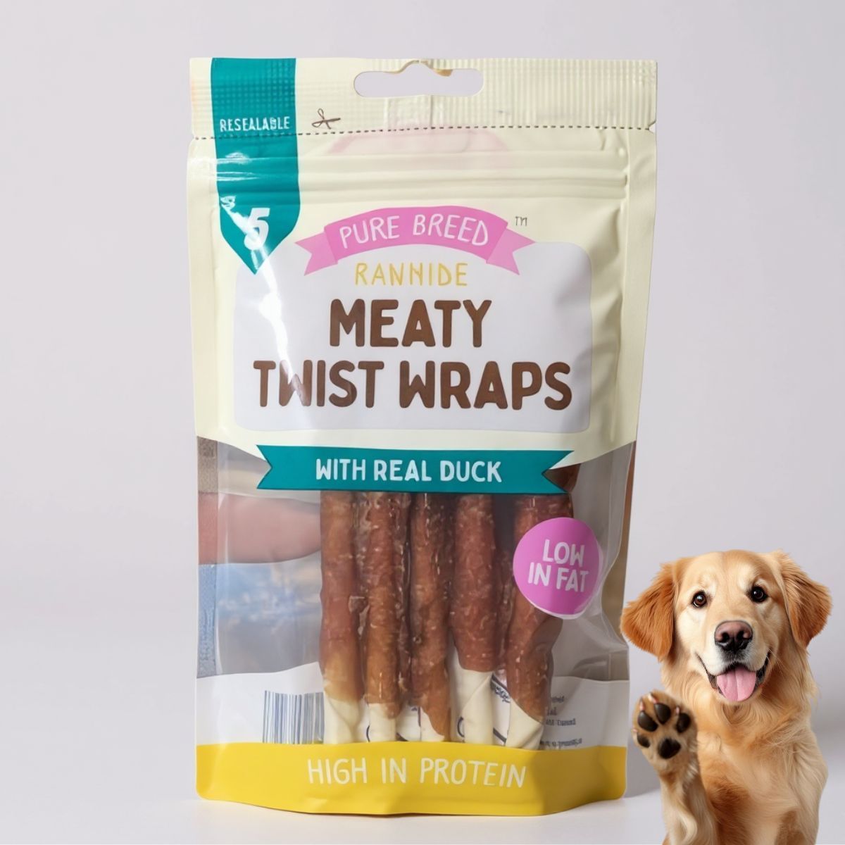 Real Duck Wrapped Rawhide Twists Dog Treats – High Protein, Low Fat Chews for Training, Dental Care & Healthy Rewards
