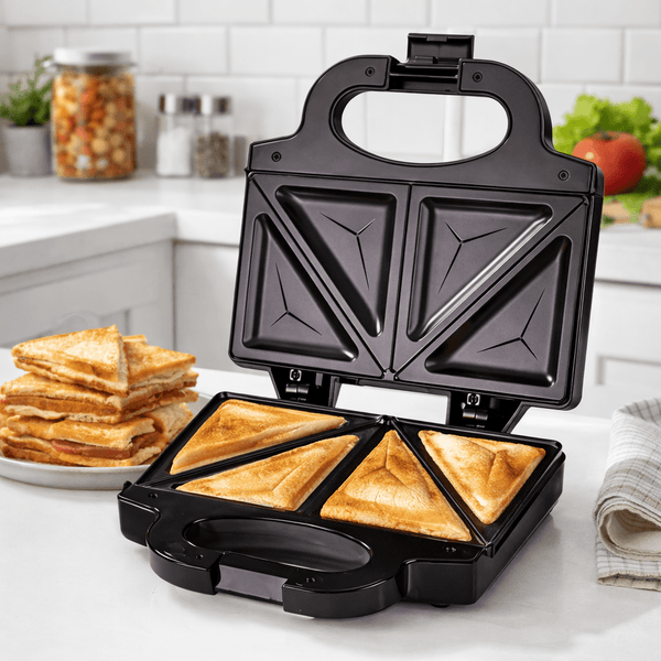 750W Fast Heating Sandwich Toaster – Double-Sided Grill, Non-Stick Plastic Electric Panini Press & Toastie Maker, Cool Touch Handle, Vertical Storage Kitchen Appliance