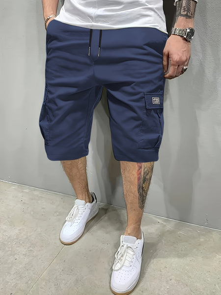 3pcs Men'S Casual Loose Cargo Shorts - Featuring Large Pockets And Letter Prints, Machine Washable Non-Stretch Fabric, Durable Design, Outdoor Style, Street Fashion, a Summer Wardrobe Essential