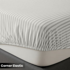 1pc Extra Deep Striped Fitted Sheet 40cm – Soft & Comfortable Microfiber Bedding, Breathable & Smooth, Machine Washable Bed Sheet Suitable for Bedroom