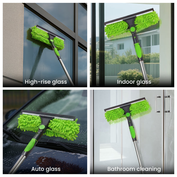 4M Window Squeegee Set Glass Cleaning Tool with Extension Poles & Washer for Indoor and Outdoor Use