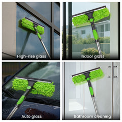 4M Window Squeegee Set Glass Cleaning Tool with Extension Poles & Washer for Indoor and Outdoor Use