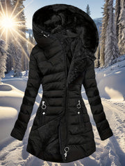 Women's Zip-Up Long Sleeve Slim Fit Padded Hooded Coat