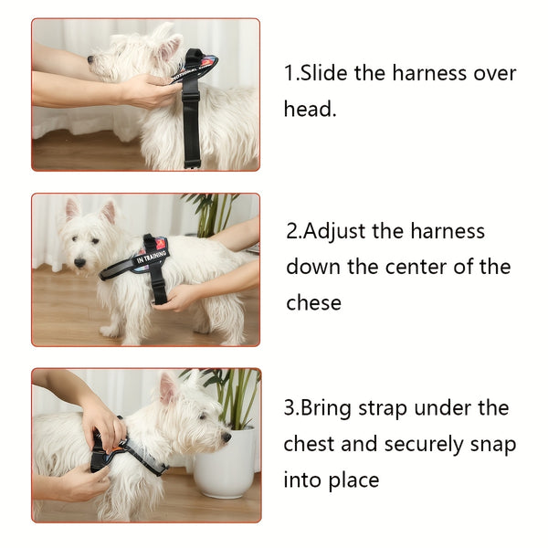 Basic Dog Harness for Emotional Support Dogs Non-Tension Reflective Adjustable Non-Choking Pet Vest Straps with Handles for Easy Walking And Training for Small Medium And Large Dogs