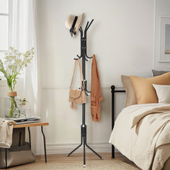 Coat Rack Stand 3-Tier 175cm Tall Metal Coat and Hat Stand with 12 Hooks for Living Room, Bedroom & Hallway