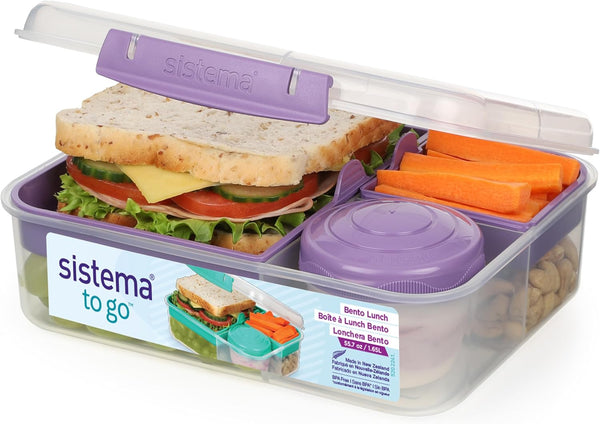 Sistema Bento Box Lunch | Bento School Lunch Box with Compartments | 1.65 L | Food Storage Container in Minty Teal | 1 Count