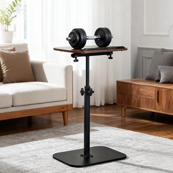 1pc 360 ° Flip Desktop Adjustable Height Small Table, Fashionable and Simple Metal Frame with Wooden Desktop Stable and Not Easy to Shake, Portable and Lightweight Side Table Snack Table - Home Office Desk Bedside Table, Essential for Drama Enthusiasts, H