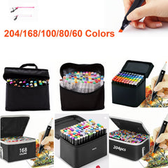 204/ 168/100/80/60 Colors Coloring Pens, Christmas Art Supplies Art Markers with Bag, Dual-Tip Graffiti Pens for Adults Coloring, Alcohol-Based Drawing Pens for Sketching Illustration - Perfect Easter Gifts, Mother's Day Gifts Suitable for Painting