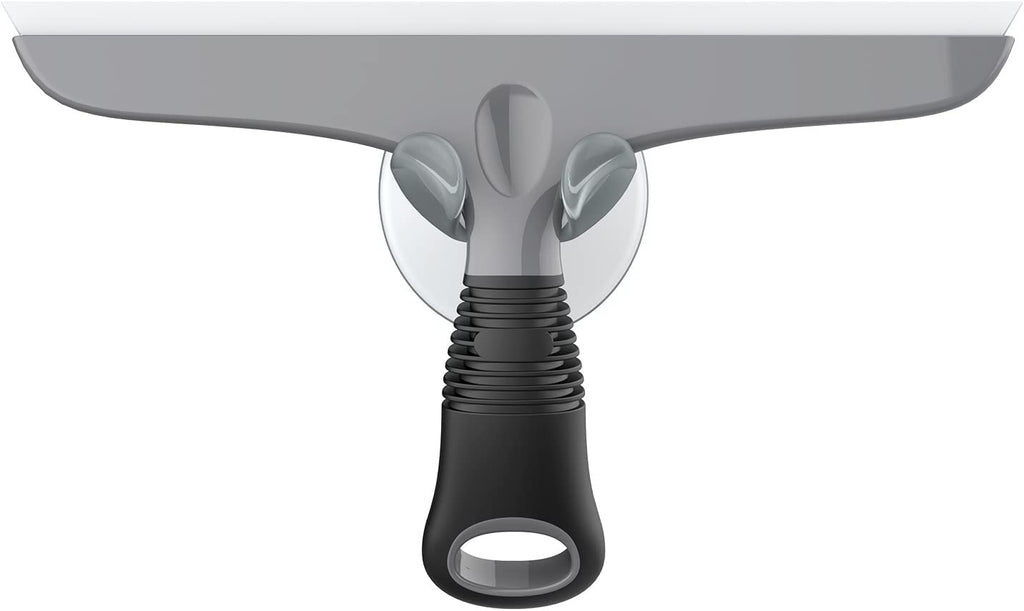 MR.SIGA Multi-Purpose Silicon Squeegee for Window, Glass, Shower Door, Car Windshield, Heavy Duty Window Scrubber, Includes Suction Hook, 10 Inch, Grey & Black, 1 Pack