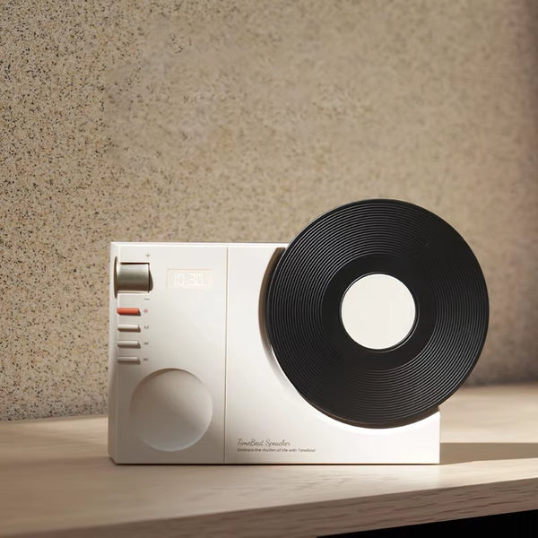 Time Vinyl Record Player Retro Bluetooth Stereo Speakers Small Wireless Clock High Quality Home CD Player