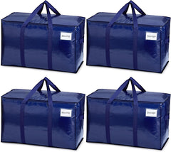 VENO 8 Pack Extra Large Moving Storage Bags with Zips, Heavy-Duty Organizer Tote, Moving Box Alternative, Packing Supply, Clothes Storage Bin, Tag Pocket for Label, Water-Resistant (Clear, 8 Pack)