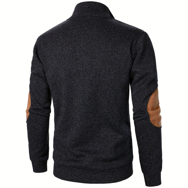 Men'S Long-Sleeve Casual Knit Shirt with a Stand Collar for Autumn And Winter, Suitable for Golf And Camping, Sold in a Set of Three