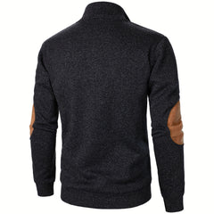 Men'S Long-Sleeve Casual Knit Shirt with a Stand Collar for Autumn And Winter, Suitable for Golf And Camping, Sold in a Set of Three